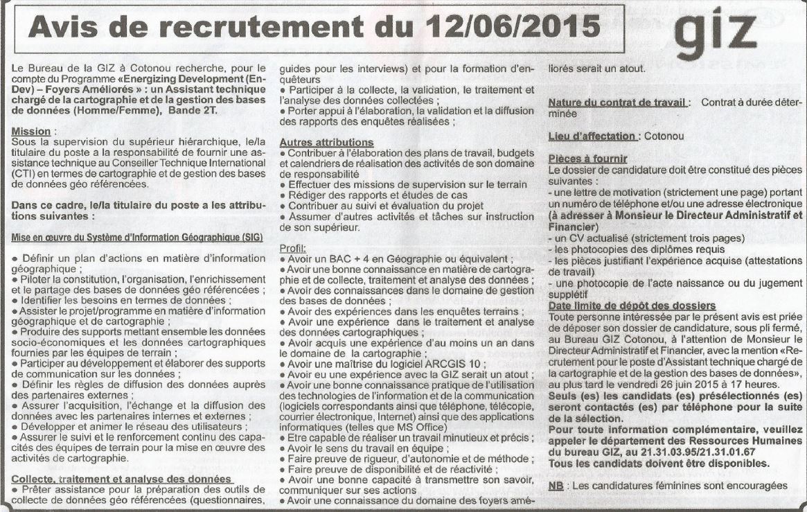 Offre d'emploi