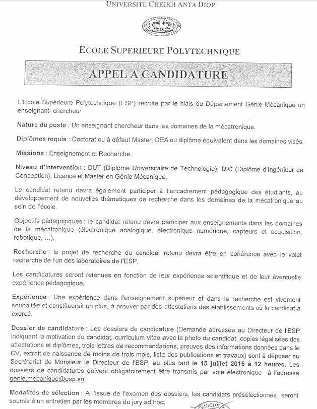 Offre d'emploi