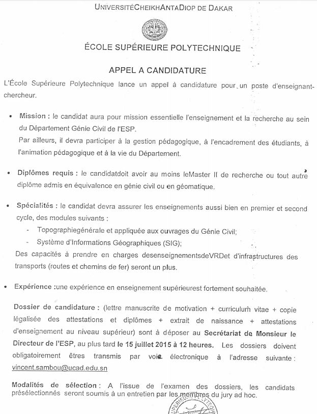 Offre d'emploi