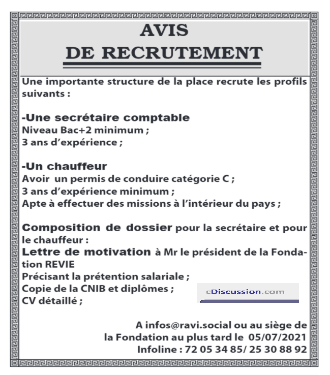 Une Importante Structure De La Place Recrute 01 Secrétaire Comptable